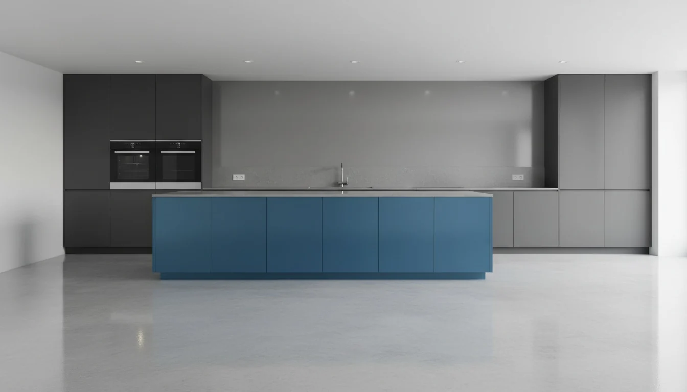 Seamless epoxy floor in a modern kitchen